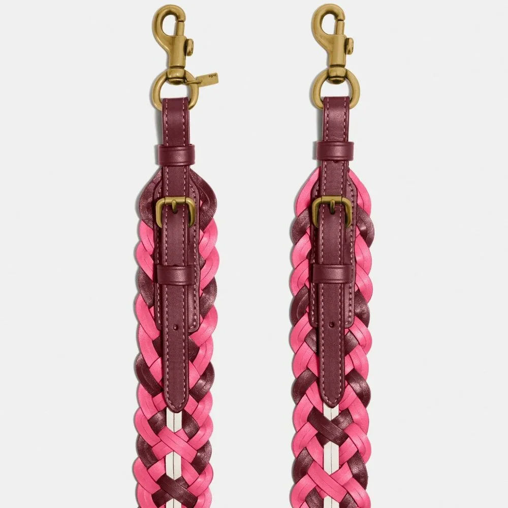 Coach NWT $150 Interchangeable Strap Weaving 624 Pink Burgundy Brass RETAIL